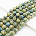 Greenish Blue K2 Jasper Smooth Round Beads, 15–16-Inch Strand