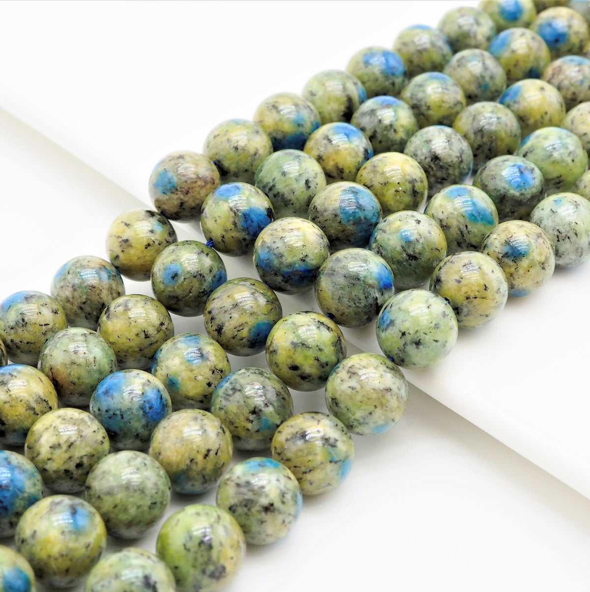 Greenish Blue K2 Jasper Smooth Round Beads, 15–16-Inch Strand