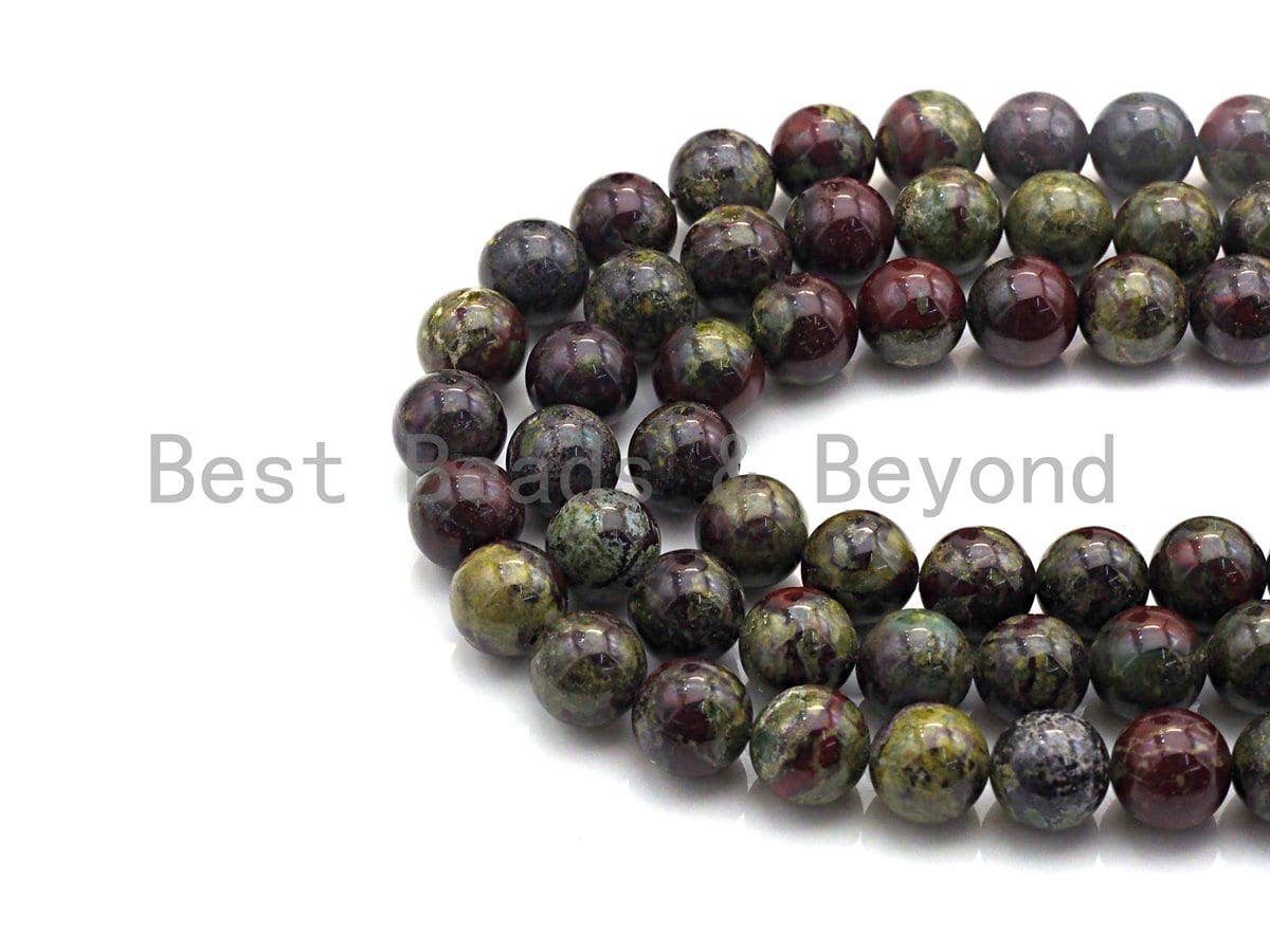 Natural Dragon Blood Jasper Smooth Round Beads, 15.5-Inch Strand