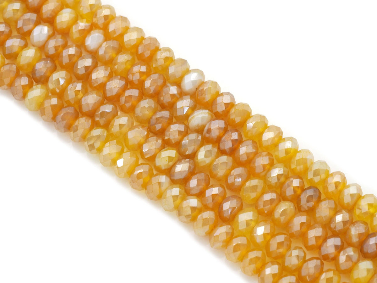 Mystic Yellow Banded Agate Faceted Rondelle Beads, 4 × 6mm & 5 × 8mm