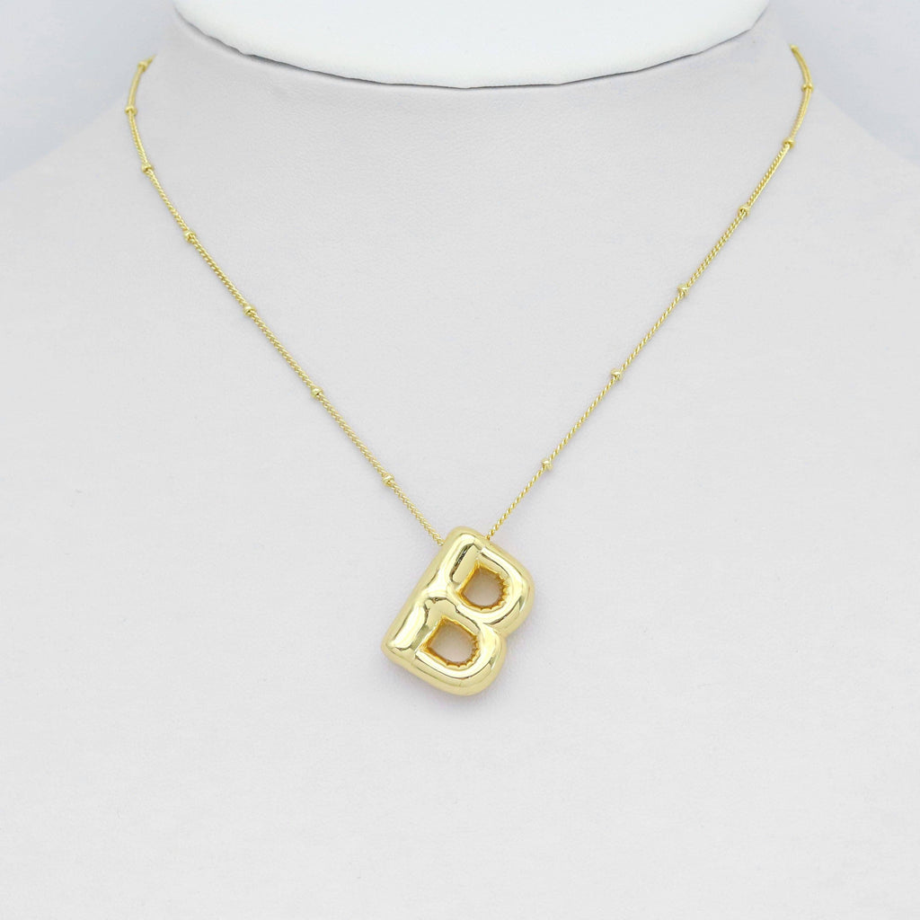 Gold Silver Bubble Initial Letter Charm, Sku#LX563