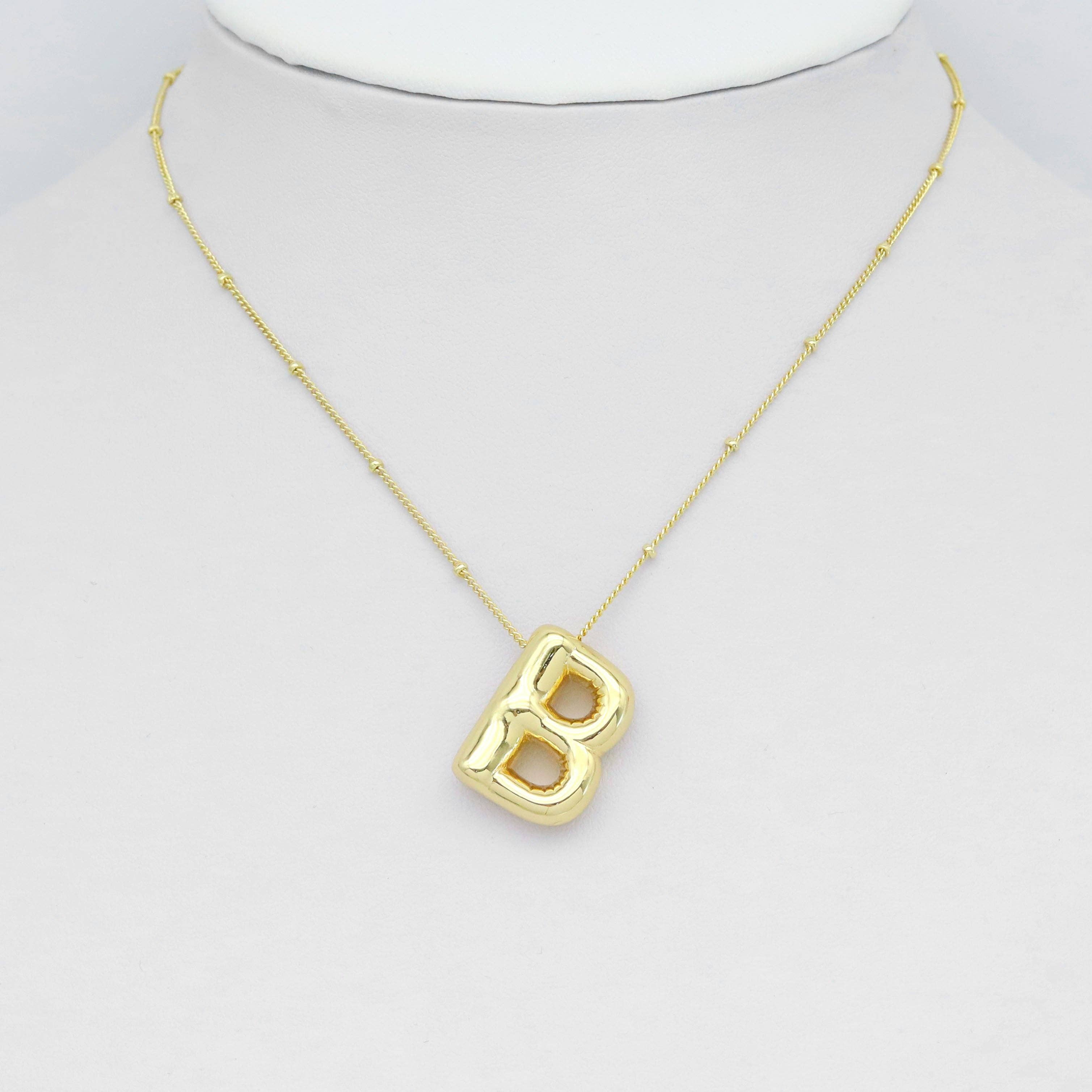 Gold Silver Bubble Initial Letter Charm, Sku#LX563