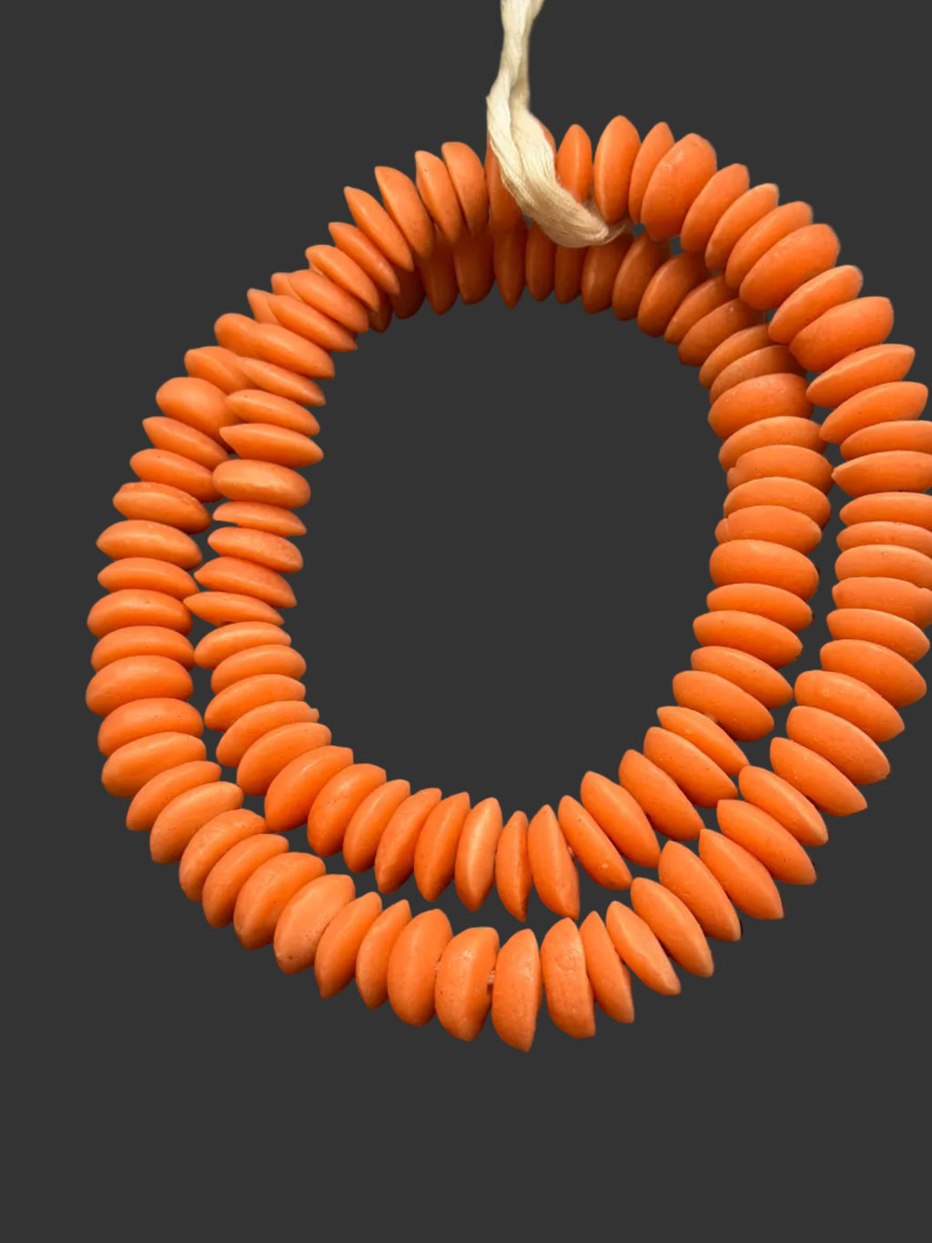Ashanti Glass Rondelle Beads – Vibrant Orange Recycled Glass Strand