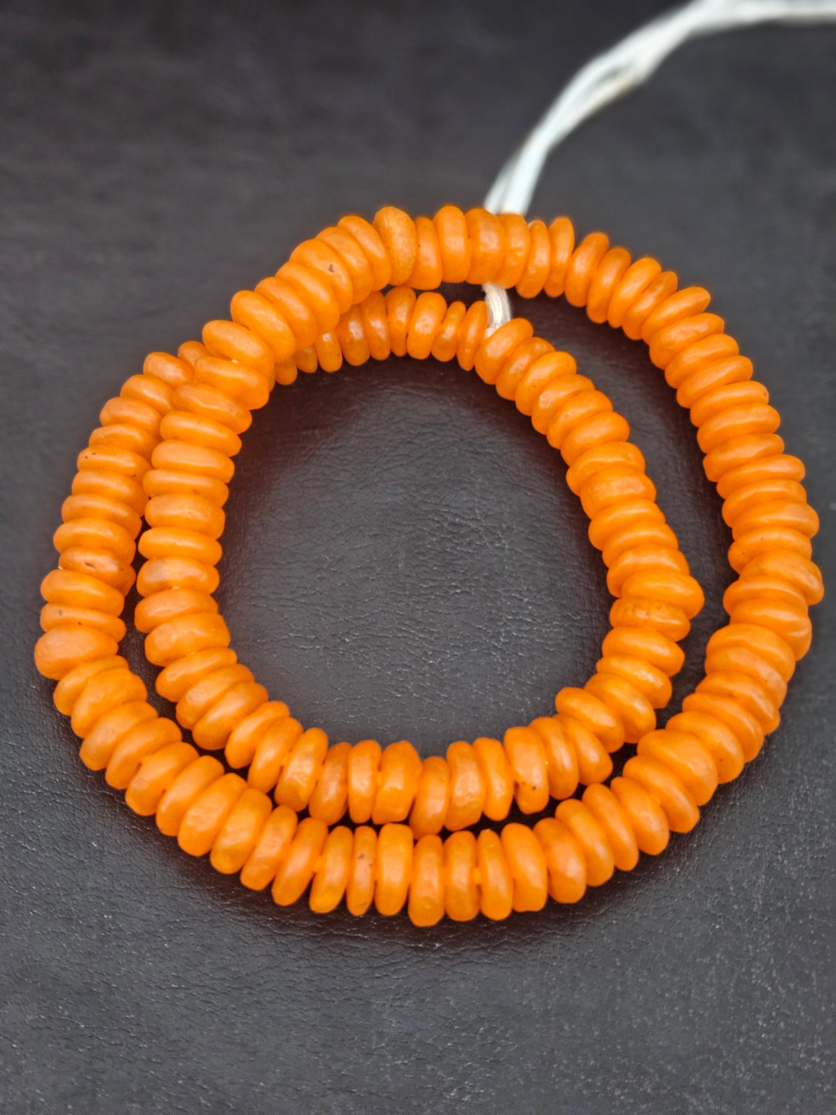 Authentic Orange Krobo Translucent Recycled Glass Rondelle Beads Handmade in Ghana