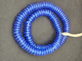 Authentic Royal Blue Krobo Translucent Recycled Glass Rondelle Beads | Handmade Ghana African Glass Beads for Jewelry Making & Wholesale
