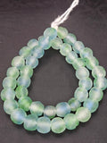 Seafoam Blue & Mint Krobo Translucent Recycled Glass Beads | Handmade Ghana Glass Beads 12–14mm
