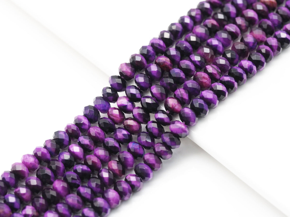 Purple Tiger’s Eye Faceted Rondelle Beads, 15–16-Inch Strand