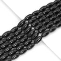 Black Onyx Smooth Rice Beads, 8x12–13x25mm Options, 15–16-Inch Strand