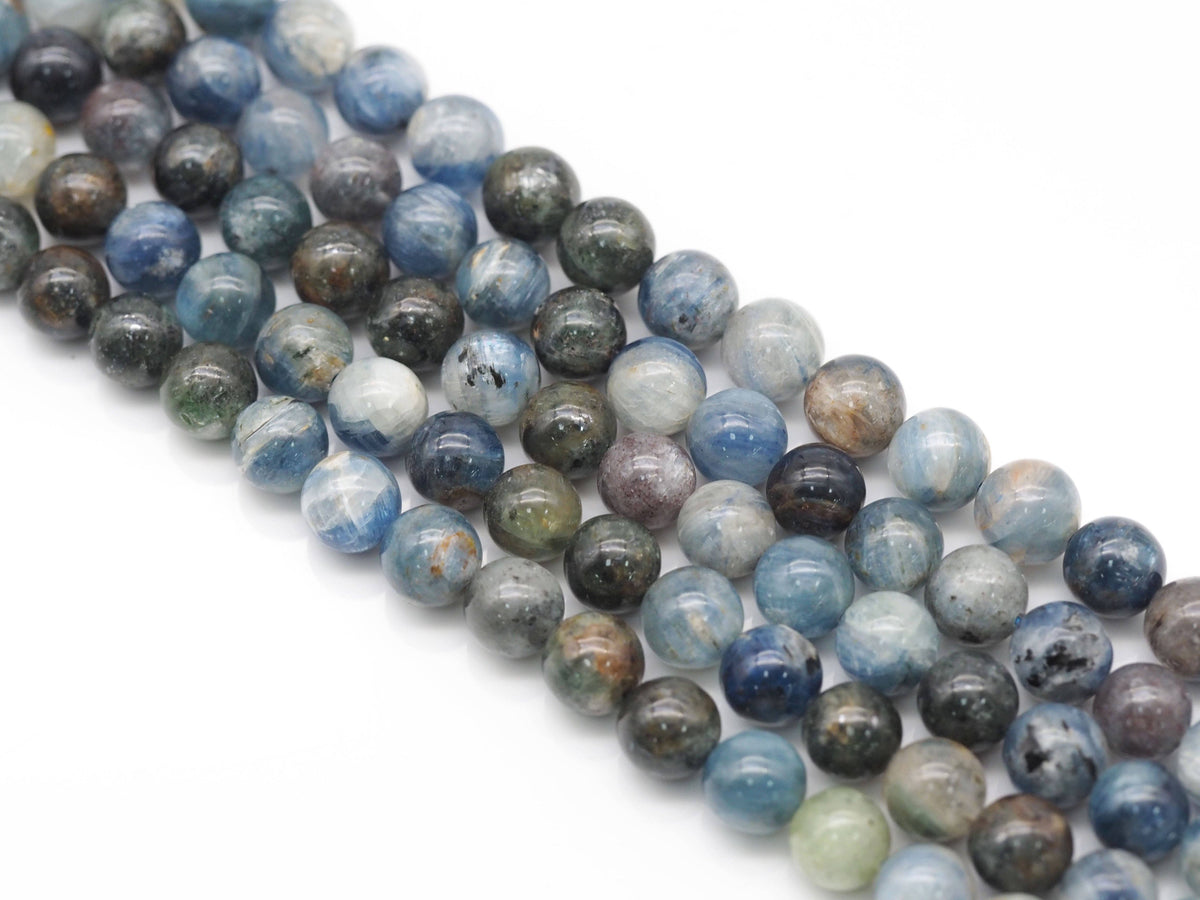 Blue Kyanite Smooth Round Beads, 6mm, 8mm or 10mm, 15–16-Inch Strand