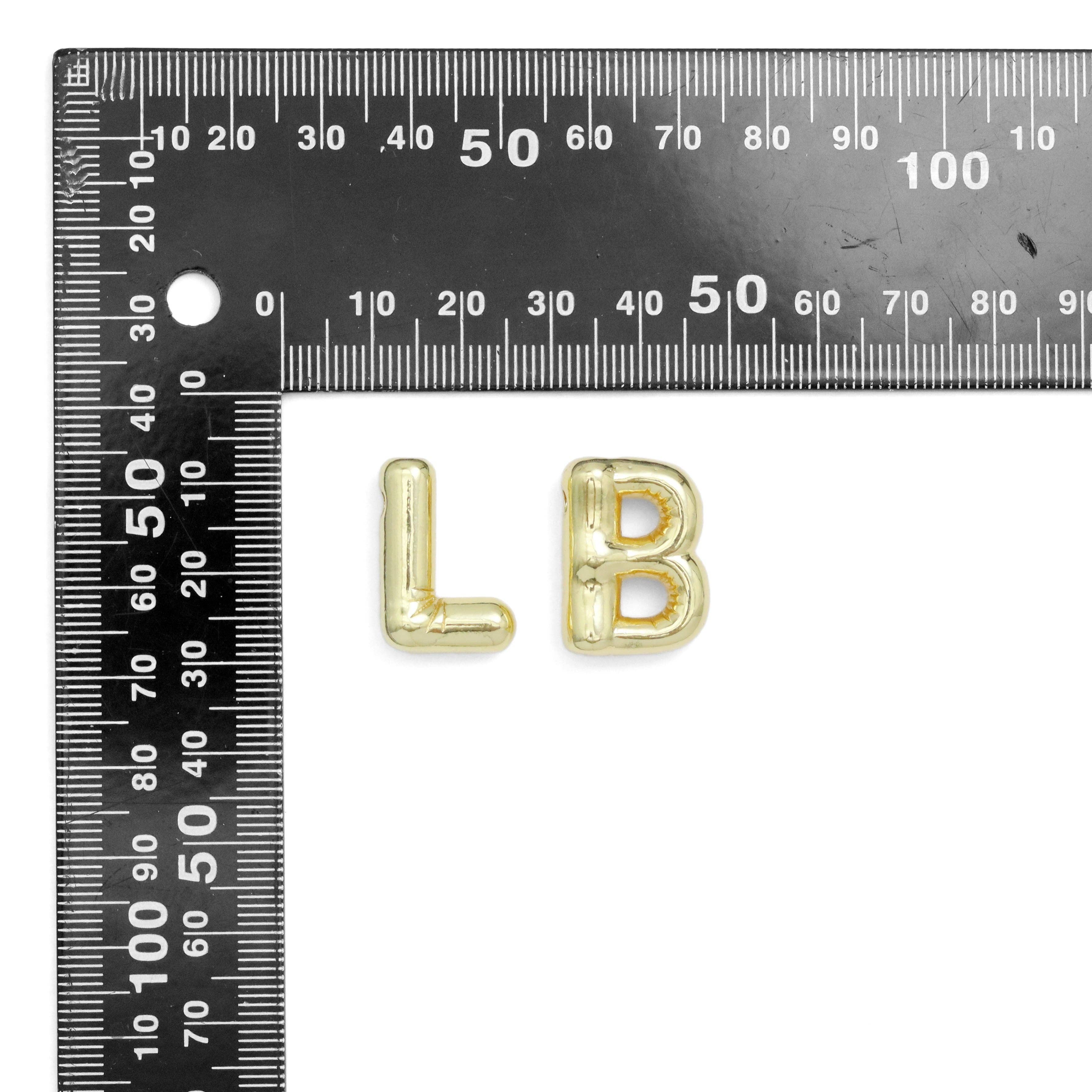 Gold Silver Bubble Initial Letter Charm, Sku#LX563