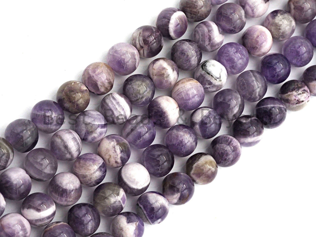 Natural Amethyst Smooth Round Beads, 6–12mm, 15–16-Inch Strand