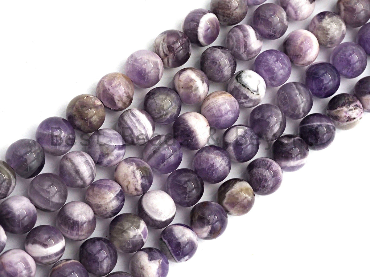 Natural Amethyst Smooth Round Beads, 6–12mm, 15–16-Inch Strand