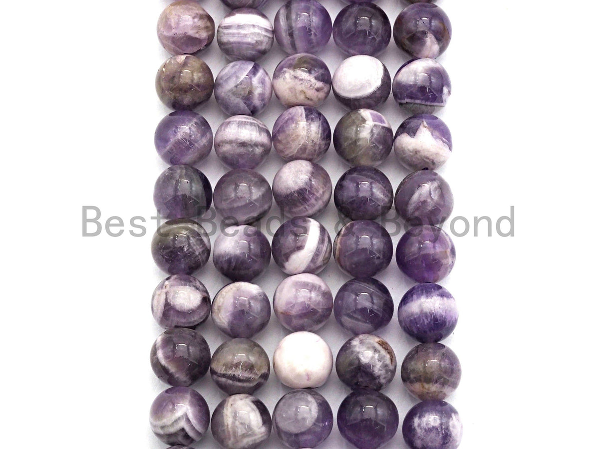 Natural Amethyst Smooth Round Beads, 6–12mm, 15–16-Inch Strand