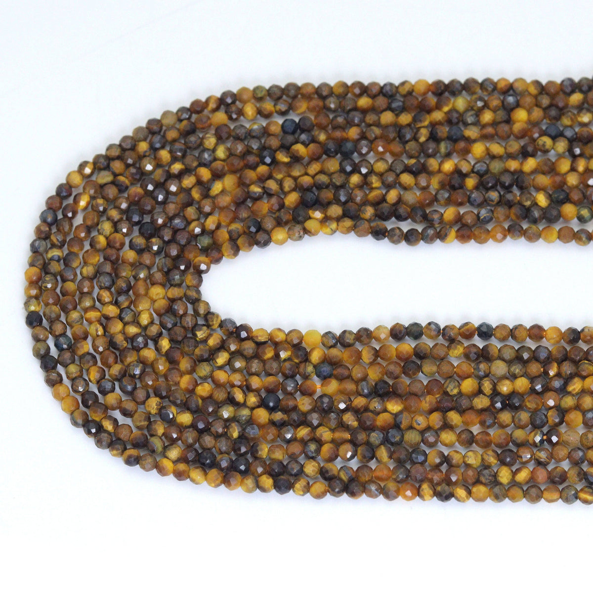 Golden Tiger’s Eye Faceted Round Beads, 2–4mm, 15–16-Inch Strand