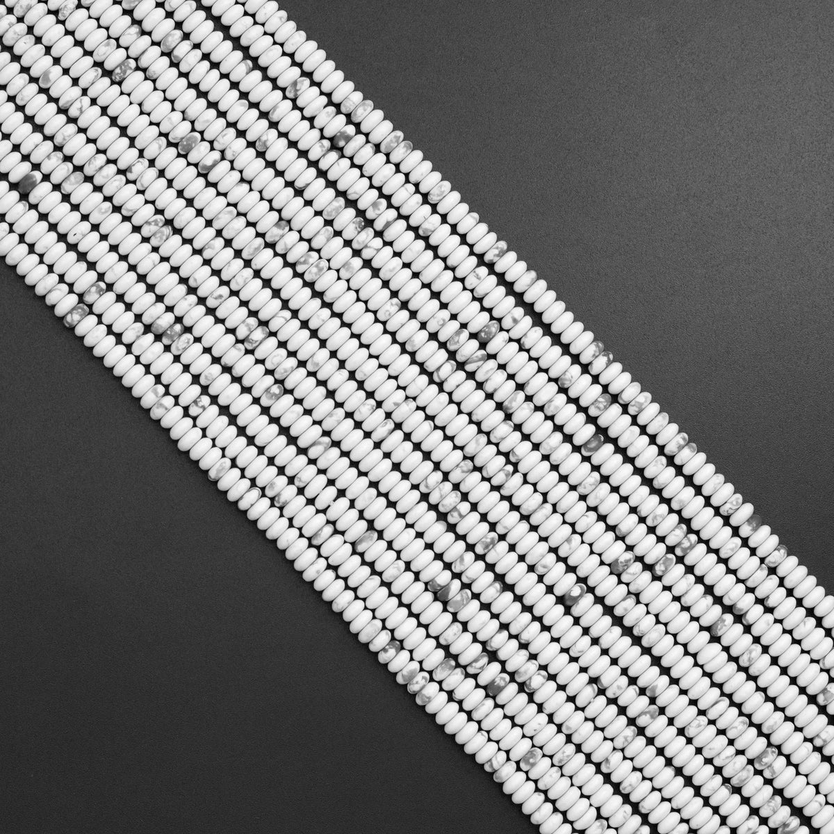 Howlite Smooth Rondelle Bead Strand, 2 × 4mm, 15–16 Inches