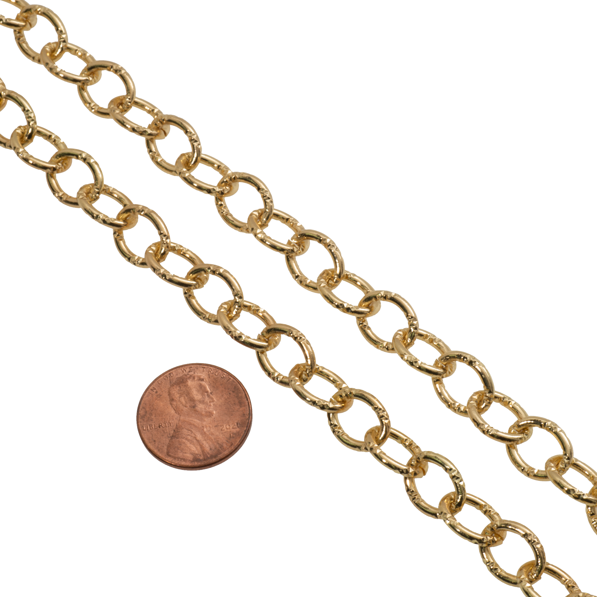 Cable Chain - Oval Textured 9.5mm x 12mm - Multiple Colors - Per Foot