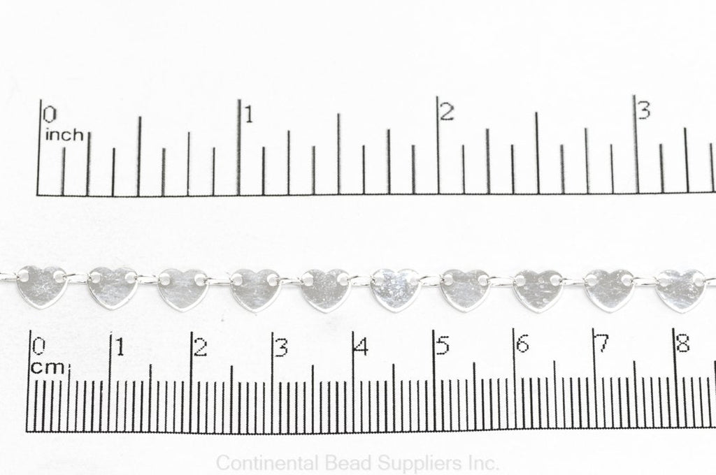 6mm x 5.5mm Flat Heart Chain - Made of Brass - Sold by the Foot