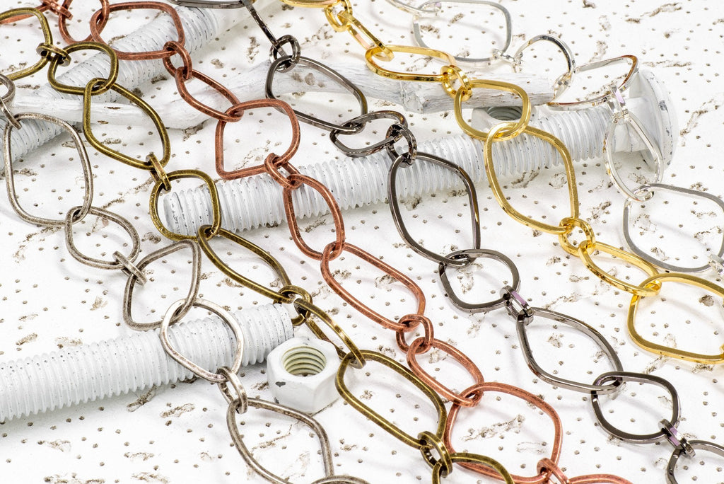 29mm x 22mm Three Size Organic Ring Chain - Made of Brass - Sold by the Foot - Ch-158