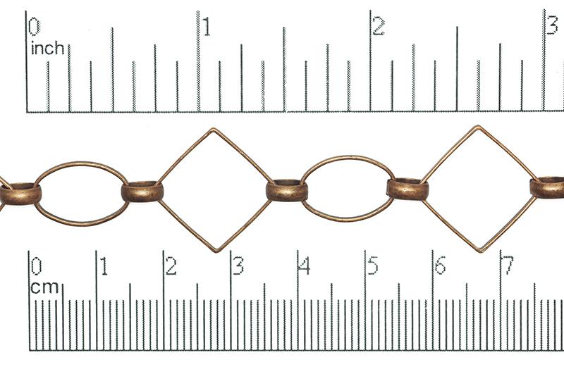 14.5mm x 10.4mm Ovals 18.9mm Diamond Link Specialty Chain sold by the Foot available in Multiple Colors - CH 310