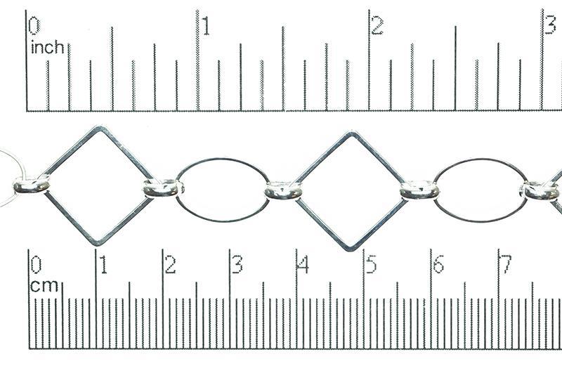 14.5mm x 10.4mm Ovals 18.9mm Diamond Link Specialty Chain sold by the Foot available in Multiple Colors - CH 310