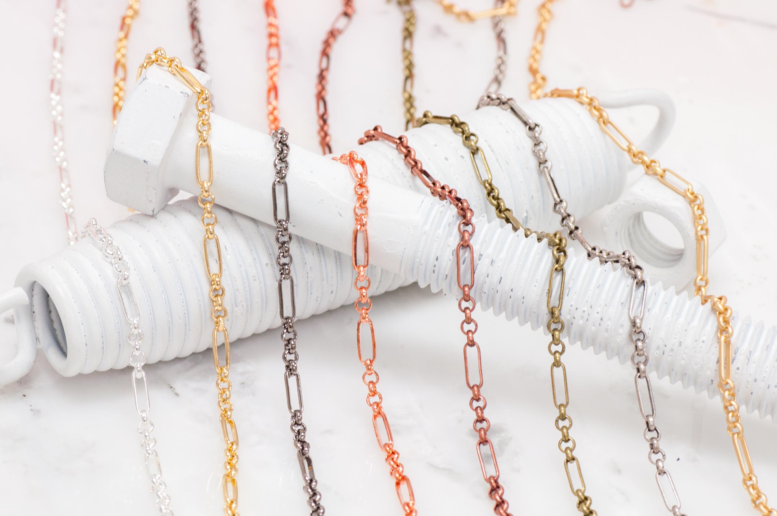 Figaro Chain  8.5mm x 3.1mm available in Multiple Colors sold by the Foot - CH 804