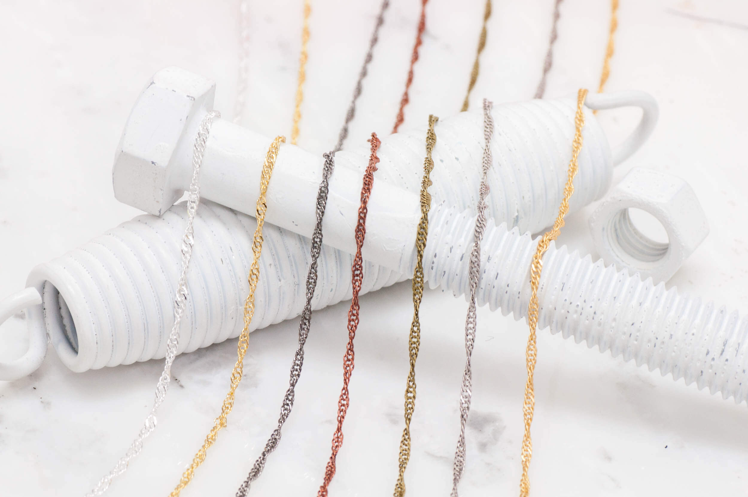 Singapore Curb Chain - 1.5mm available in Multiple Colors sold by the Foot - CH 805