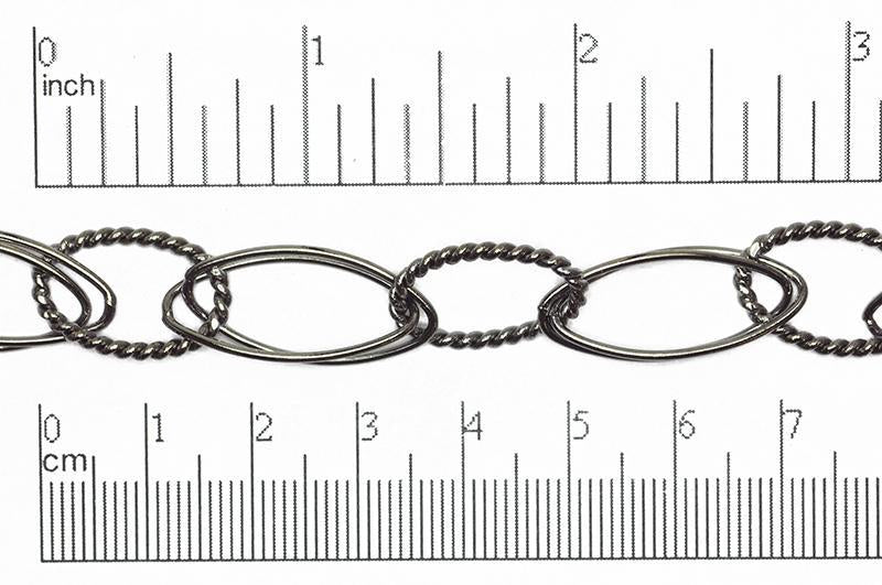19mm x13mm Textured Oval with Two 24 x11mm Plain Oval Links Cable Chain sold by The Foot - CH 814