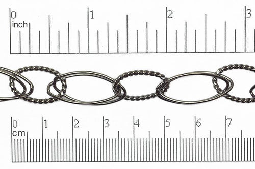 19mm x13mm Textured Oval with Two 24 x11mm Plain Oval Links Cable Chain sold by The Foot - CH 814