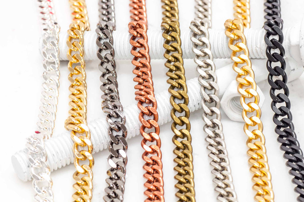 XL Cuban Link Curb Chain measures 12mm x 10mm available in Many Finishes sold by the Foot - CH 845