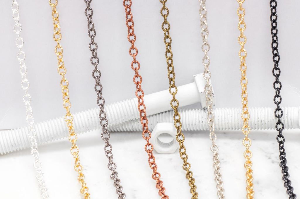 7.5mm x 6mm Twisted Link Cable Chain - Made of plated brass - Sold by the foot - Ch-858