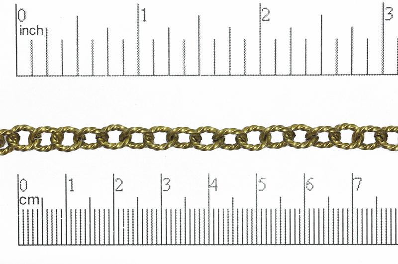 7.5mm x 6mm Twisted Link Cable Chain - Made of plated brass - Sold by the foot - Ch-858