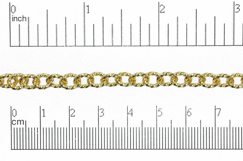7.5mm x 6mm Twisted Link Cable Chain - Made of plated brass - Sold by the foot - Ch-858