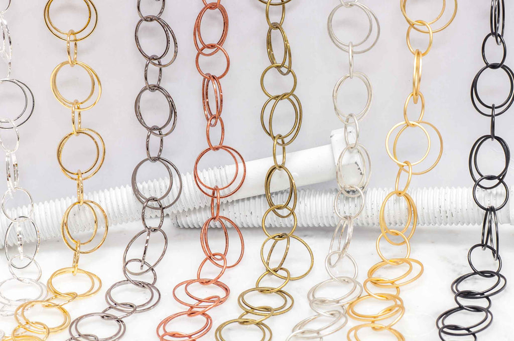 14mm, 18mm, 22mm Circles Multiple Soldered Link Specialty Chain Sold by The Foot - CH 863