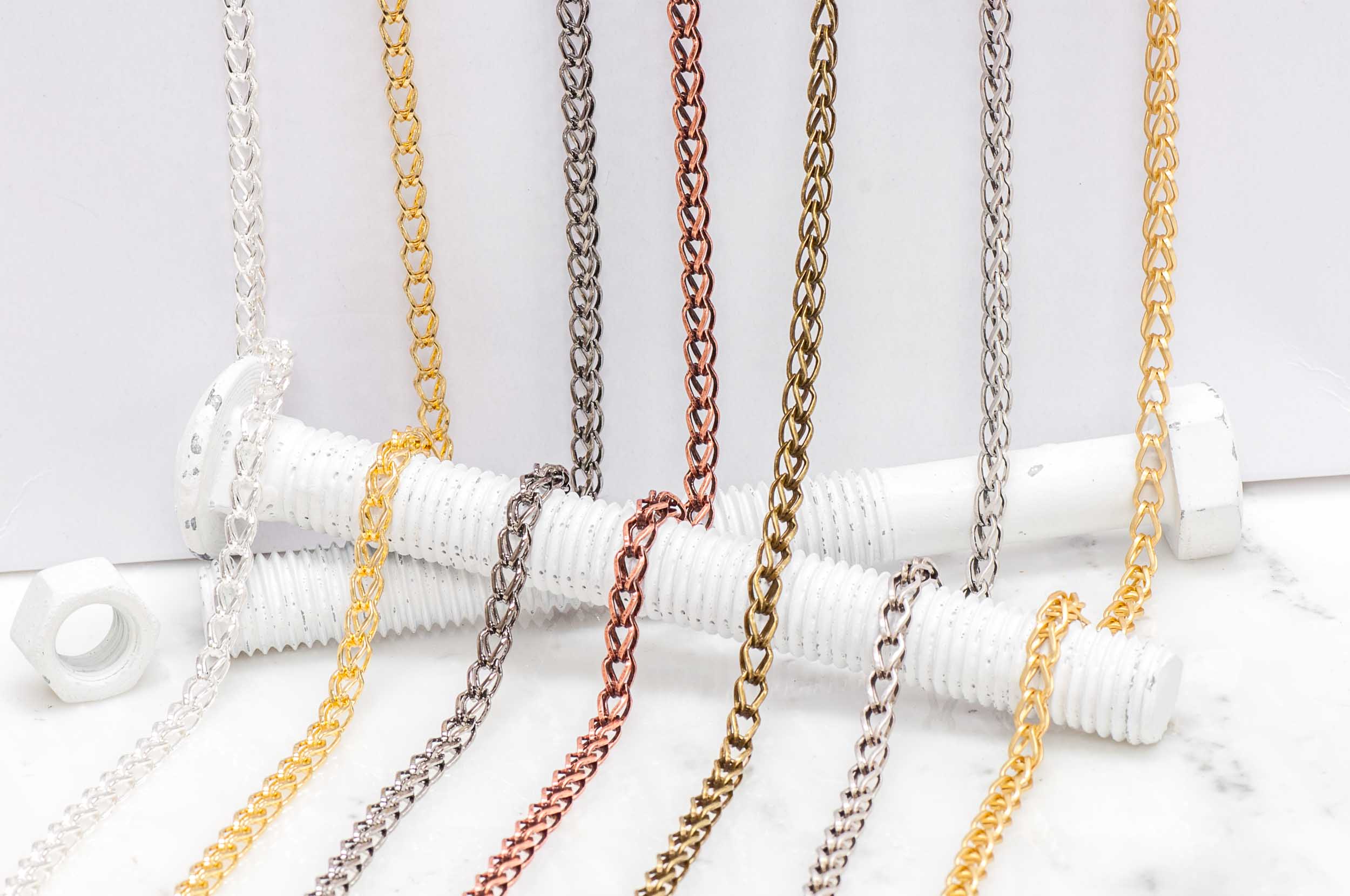5mm x 3mm Hollow Franco Chain - Made of Brass - Sold by the Foot - Ch-891
