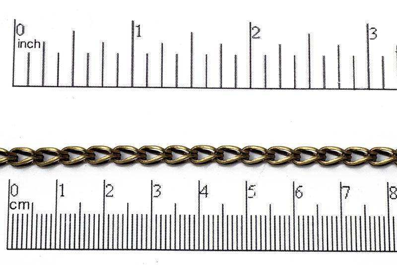 5mm x 3mm Hollow Franco Chain - Made of Brass - Sold by the Foot - Ch-891