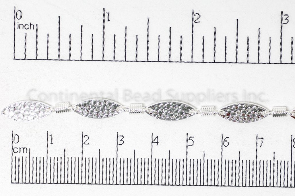 15mm x 6mm Bumpy Textured Oval w/ Spring Link Chain - Made of Brass - Sold by the Foot - Ch-911