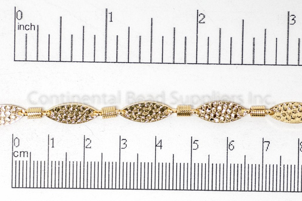 15mm x 6mm Bumpy Textured Oval w/ Spring Link Chain - Made of Brass - Sold by the Foot - Ch-911