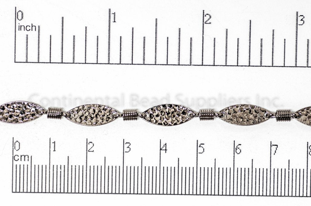 15mm x 6mm Bumpy Textured Oval w/ Spring Link Chain - Made of Brass - Sold by the Foot - Ch-911