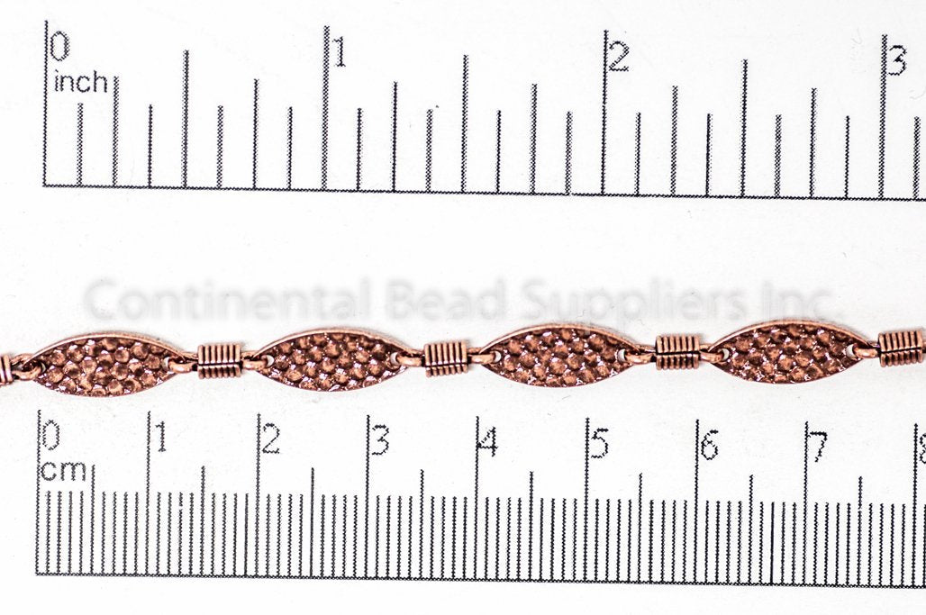 15mm x 6mm Bumpy Textured Oval w/ Spring Link Chain - Made of Brass - Sold by the Foot - Ch-911