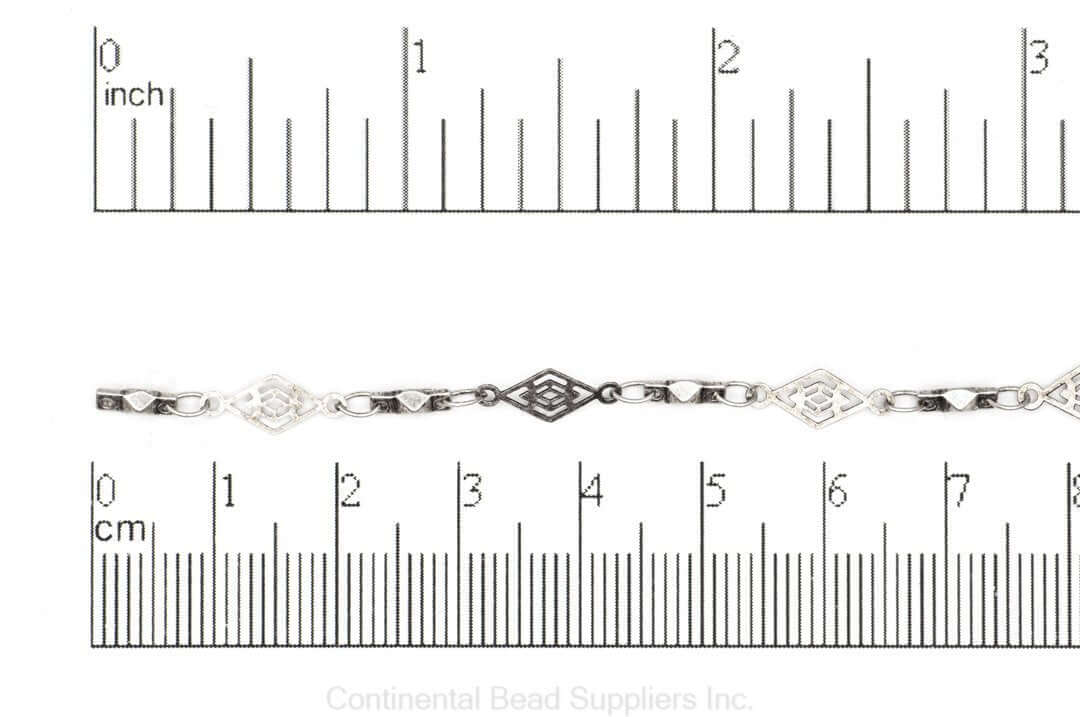 11mm x 5mm Vintage Diamond Filigree Specialty Chain Sold by The Foot - CH 923