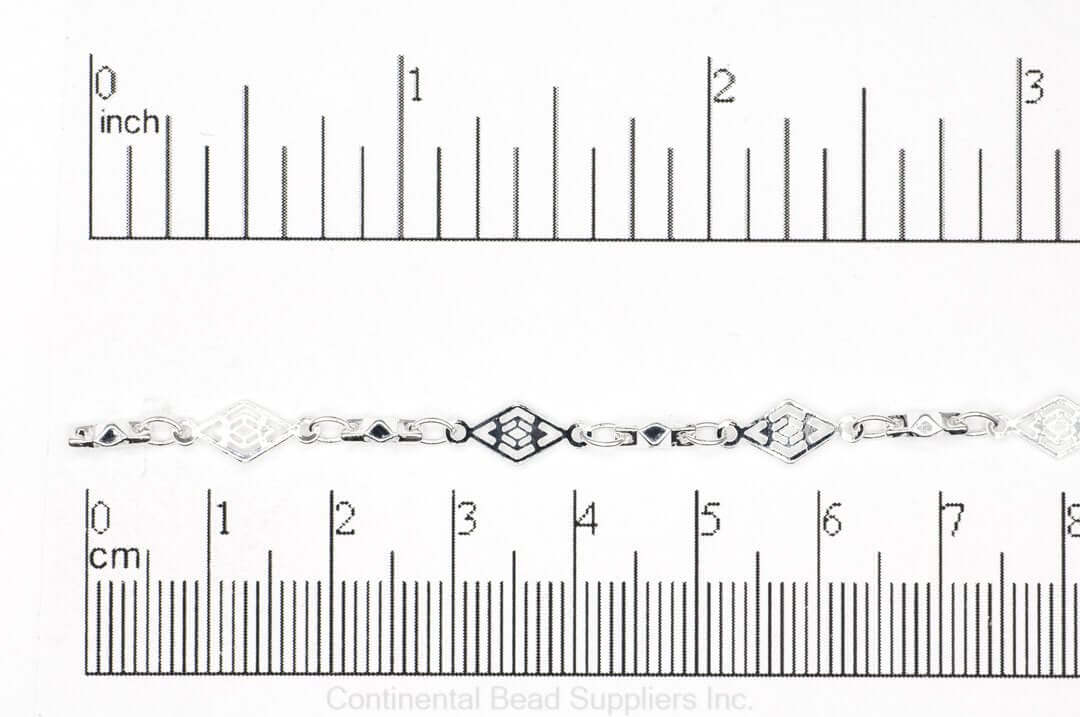 11mm x 5mm Vintage Diamond Filigree Specialty Chain Sold by The Foot - CH 923