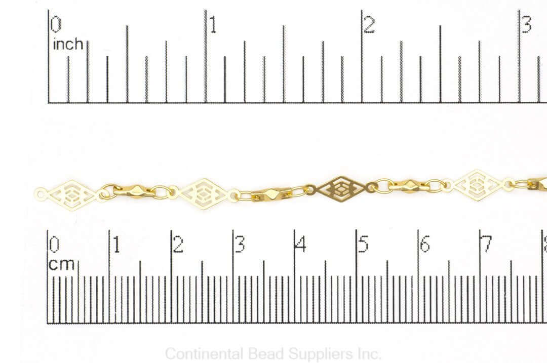 11mm x 5mm Vintage Diamond Filigree Specialty Chain Sold by The Foot - CH 923