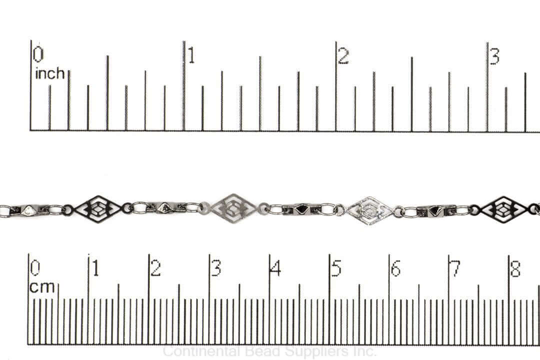 11mm x 5mm Vintage Diamond Filigree Specialty Chain Sold by The Foot - CH 923