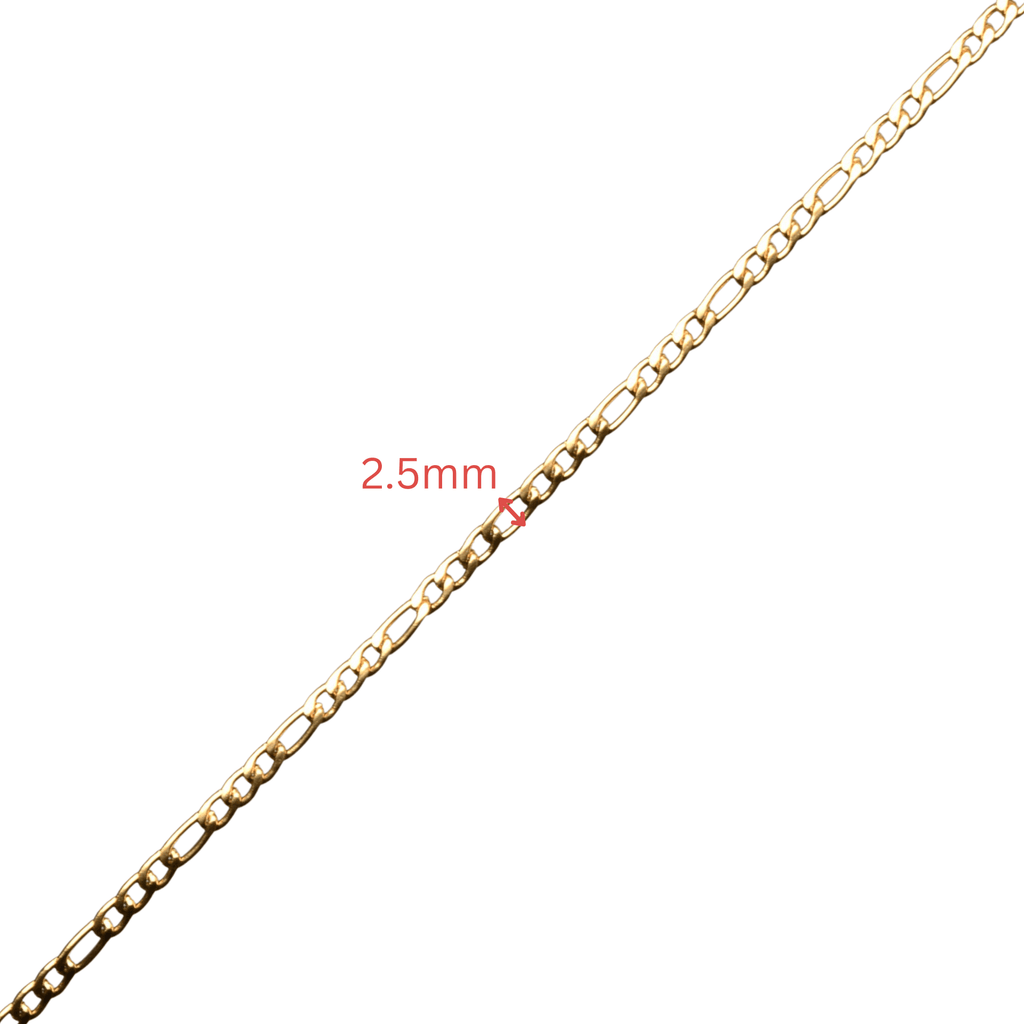 Figaro Chain Non Tarnish Gold 2.5mm Links by the Foot - CH-92SS/G
