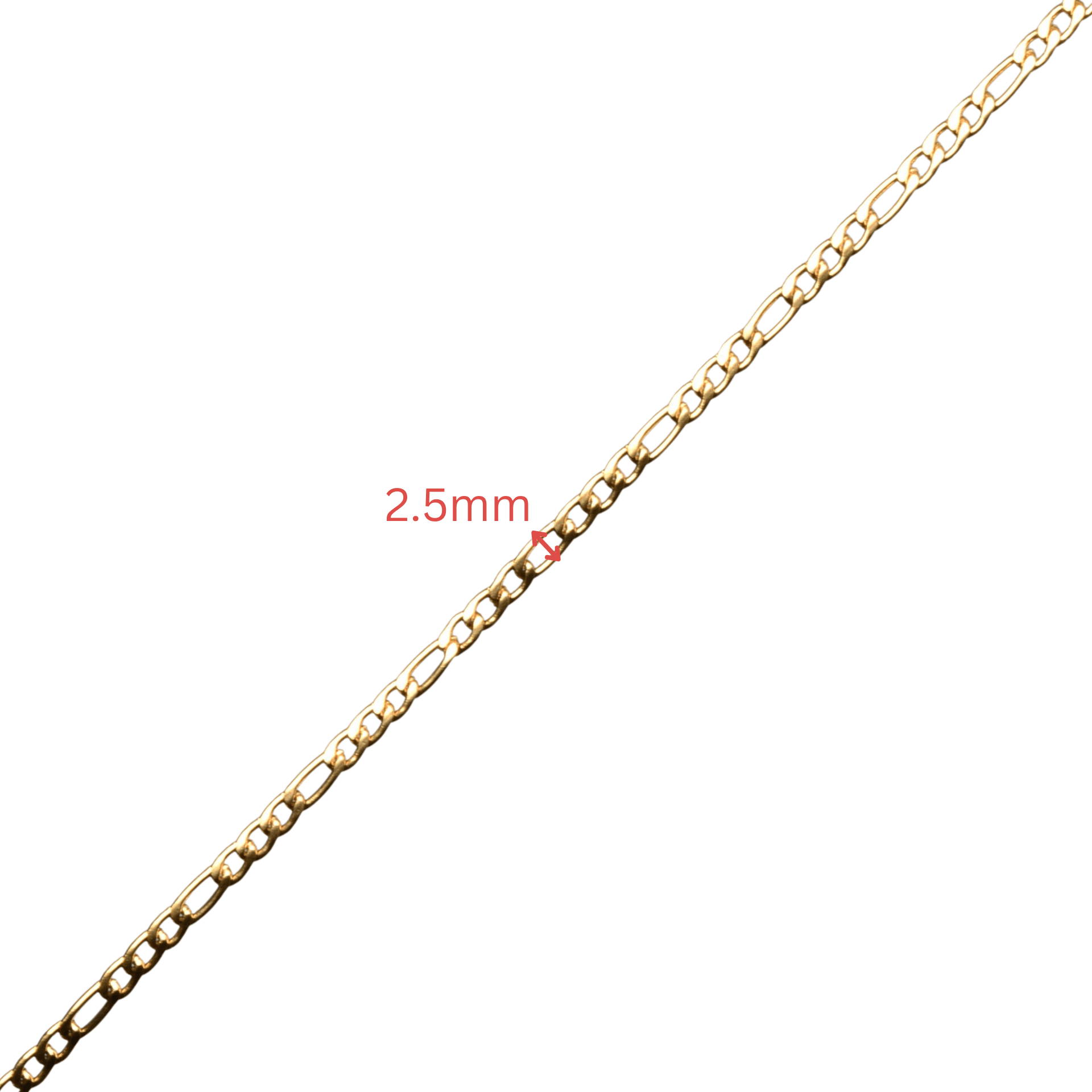 Figaro Chain Non Tarnish Gold 2.5mm Links by the Foot - CH-92SS/G
