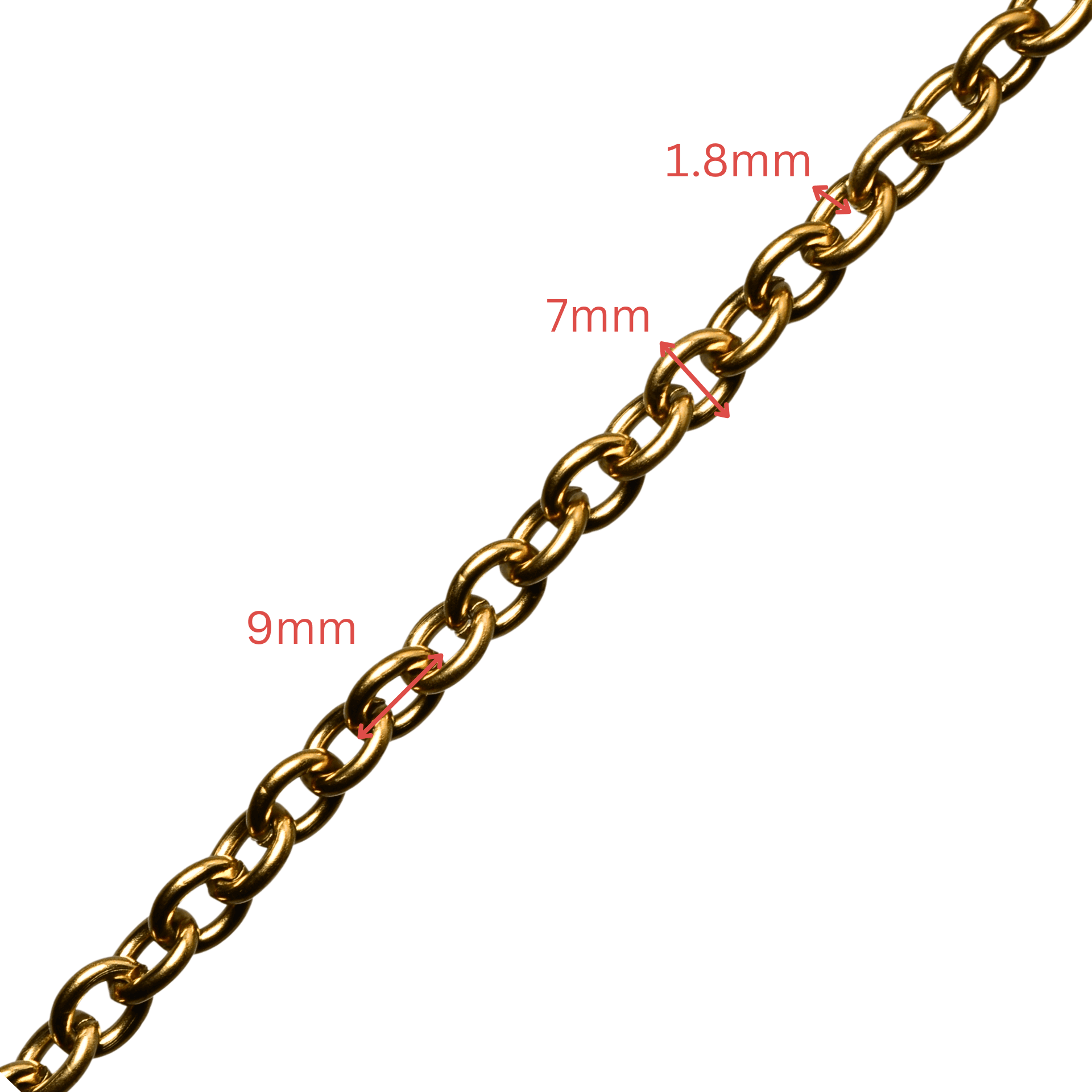 Cable Chain Non Tarnish Gold 1.8x7x9mm by the Foot - CH-93SS/G