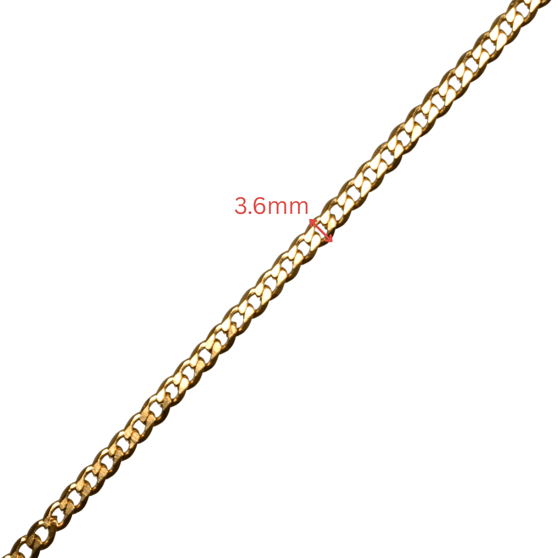 Cuban Link Chain Non Tarnish Gold 3.6mm by the Foot - CH-94SS/G