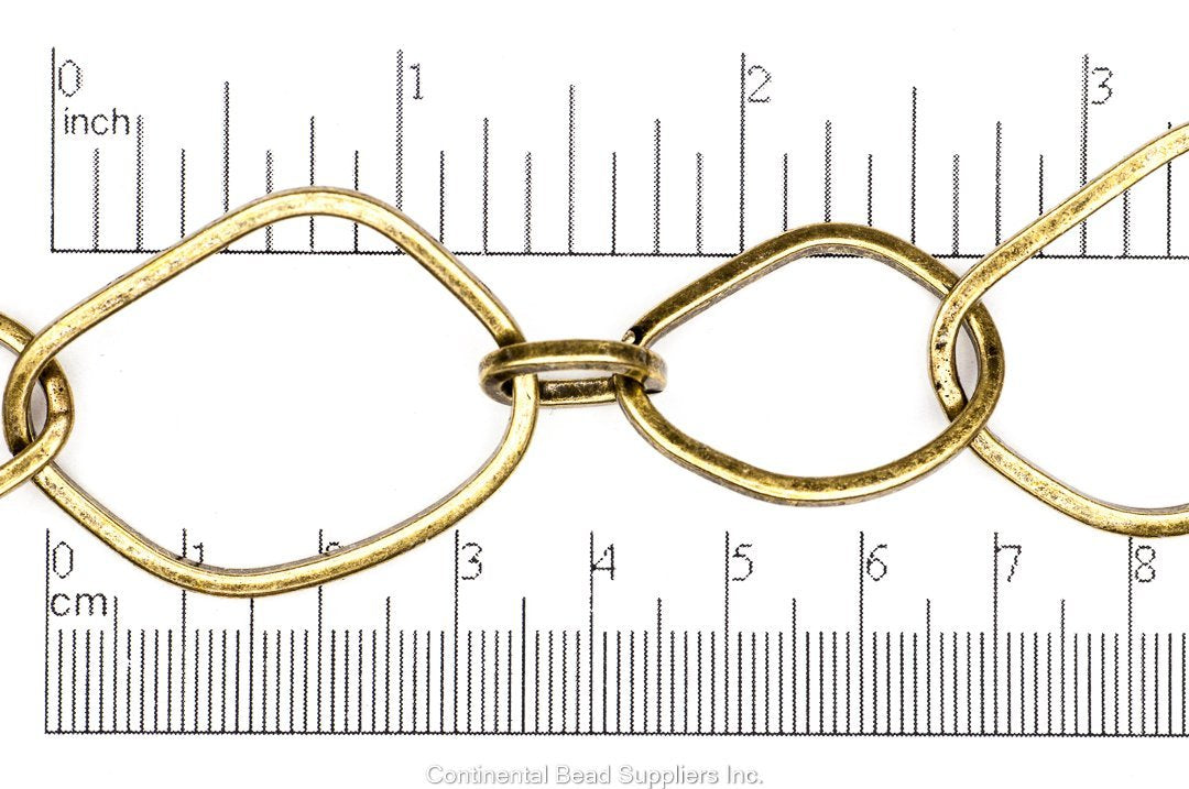 29mm x 22mm Three Size Organic Ring Chain - Made of Brass - Sold by the Foot - Ch-158