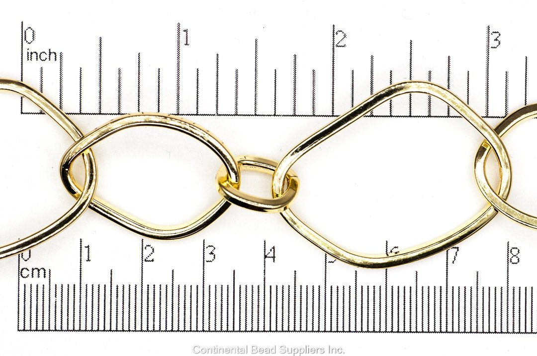 29mm x 22mm Three Size Organic Ring Chain - Made of Brass - Sold by the Foot - Ch-158