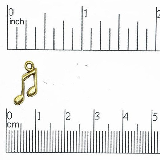 8mm x 15mm Gold or Pewter Musical Note Charm Sold by the Piece - CBS2265